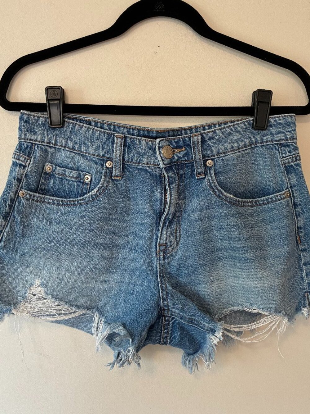 Aeropostale Aero Baggy Short 4 Inch Size 6 Non Stretch Denim Cut Offs Blue